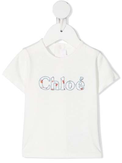 Chloé Kids футболка с короткими рукавами и вышитым логотипом