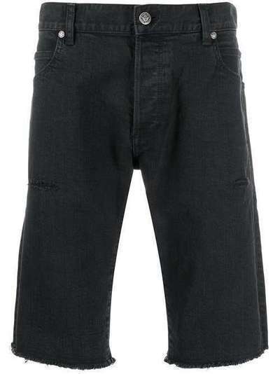 Balmain джинсовые шорты с бахромой TH15429Z082
