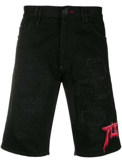 Philipp Plein джинсовые шорты с нашивкой-логотипом S20CMDT2028PDE004N