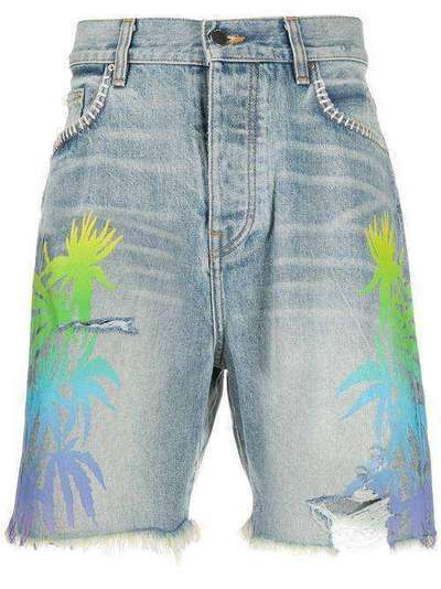 AMIRI джинсовые шорты с цветочным принтом Y0M11438DE