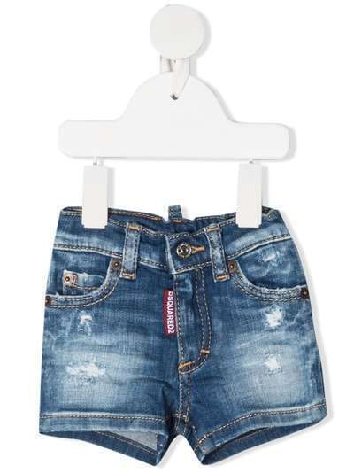 Dsquared2 Kids джинсовые шорты с эффектом потертости