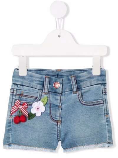 Monnalisa джинсовые шорты с цветочной вышивкой