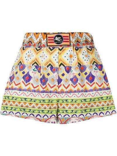 Etro mixed-print logo patch shorts 163215451