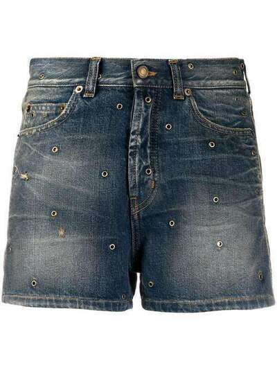 Saint Laurent джинсовые шорты с люверсами 605764YF970