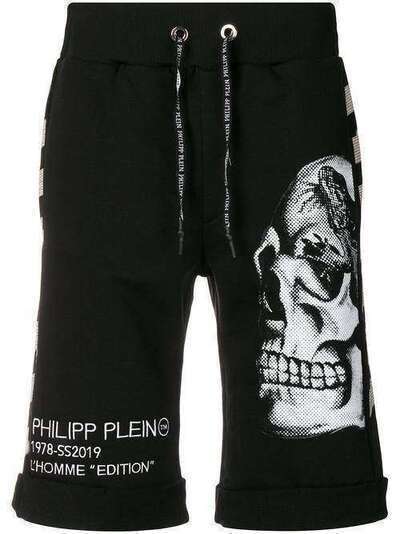 Philipp Plein трикотажные шорты с принтом черепа S19CMJT0896PJO002N