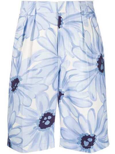 Jacquemus шорты со складками и цветочным принтом 205PA072050834E