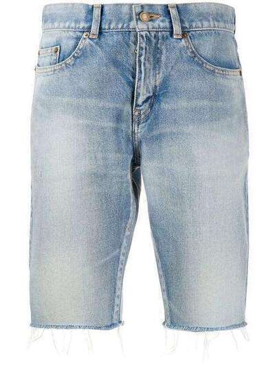 Saint Laurent джинсовые шорты с бахромой 621961Y894R