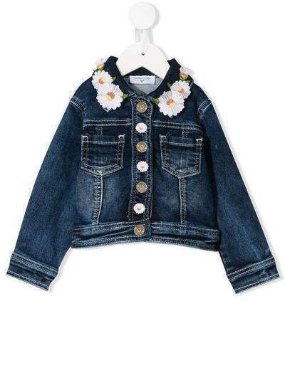 Monnalisa джинсовая куртка с цветочной аппликацией 393100R43012