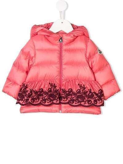 Moncler Kids пуховик с капюшоном и вышивкой 468790553048