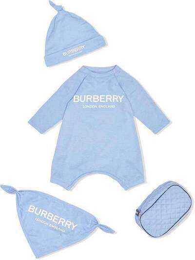 Burberry Kids комплект из ромпера, шапки, нагрудника и несессера 8013868