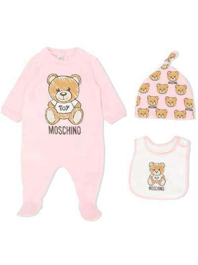 Moschino Kids боди с принтом медведя MUY01ZLDA00