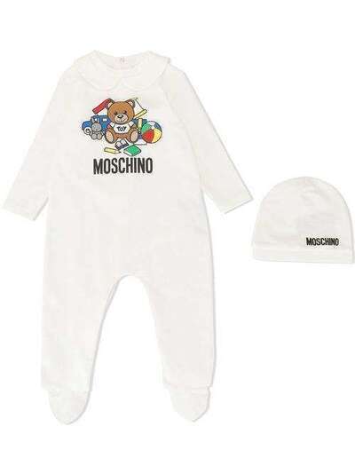 Moschino Kids боди и шапка Teddy Bear MUY01YLDA00