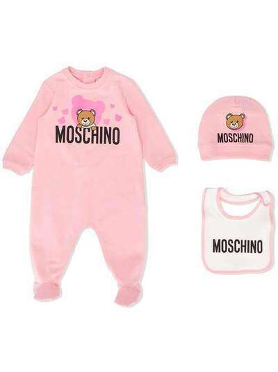 Moschino Kids комплект для новорожденного с логотипом MUY020LDA00