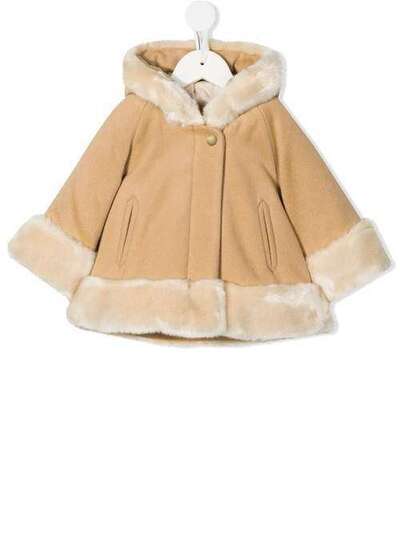 Chloé Kids пальто с капюшоном и меховой оторочкой C06097231