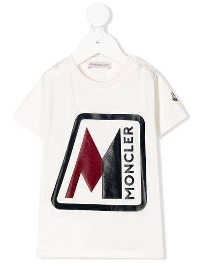 Moncler Kids футболка с логотипом и кнопками на плече F19518C700208790A