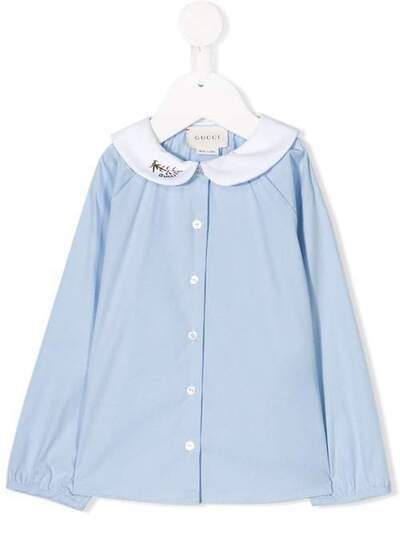 Gucci Kids блузка с вышивкой на воротнике 579255XWAGB