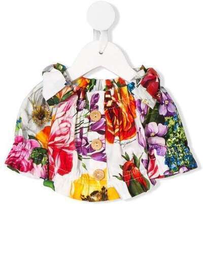 Dolce & Gabbana Kids топ с открытыми плечами и цветочным принтом L23S60HS5F9