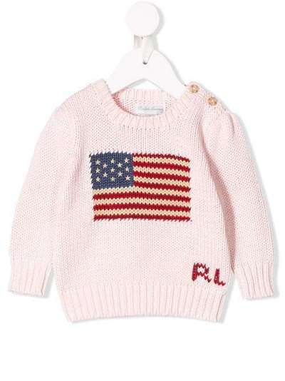 Ralph Lauren Kids трикотажный свитер с узором флага 310668609