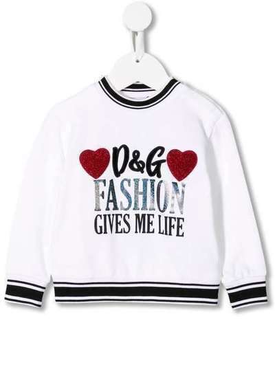 Dolce & Gabbana Kids толстовка с принтом Fashion Gives Me Life L2JW1HG7TBN