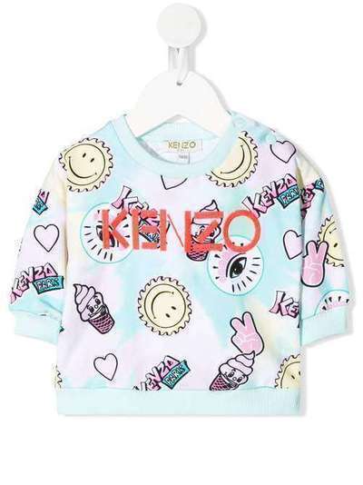 Kenzo Kids свитер с круглым вырезом и логотипом KQ15027