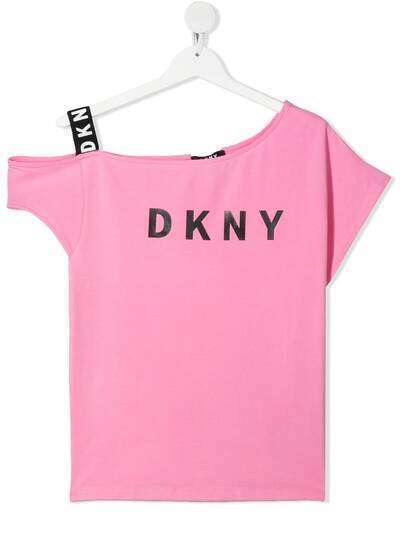 Dkny Kids футболка на одно плечо с логотипом