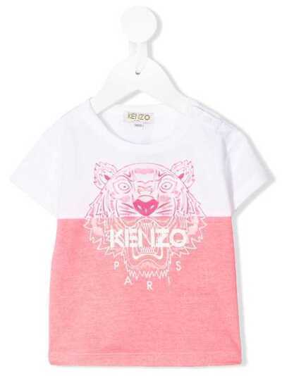 Kenzo Kids футболка в стиле колор-блок с принтом Tiger KQ10218BB