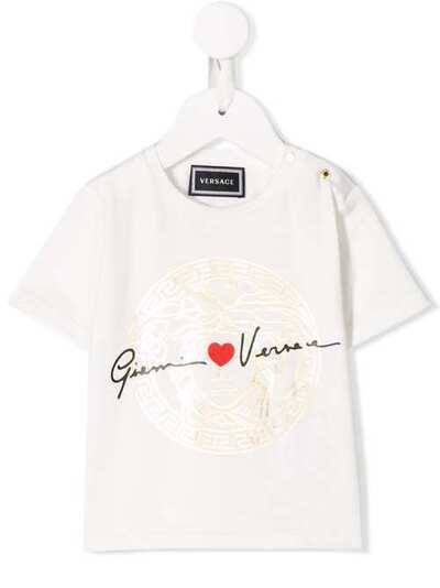 Young Versace футболка с логотипом и эффектом металлик YB000136YA000191