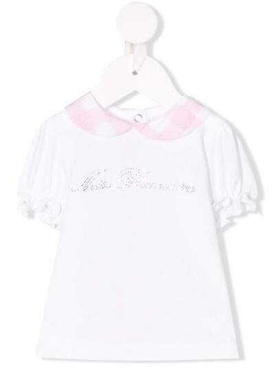 Miss Blumarine футболка с оборками и декорированным логотипом MBL2402