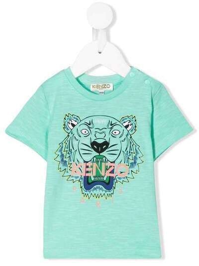 Kenzo Kids футболка с принтом Tiger и кнопками на плече KQ10658BB