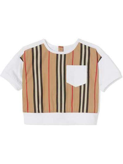Burberry Kids футболка со вставками в полоску Icon Stripe 8029793