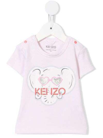 Kenzo Kids футболка с принтом и логотипом KQ10003