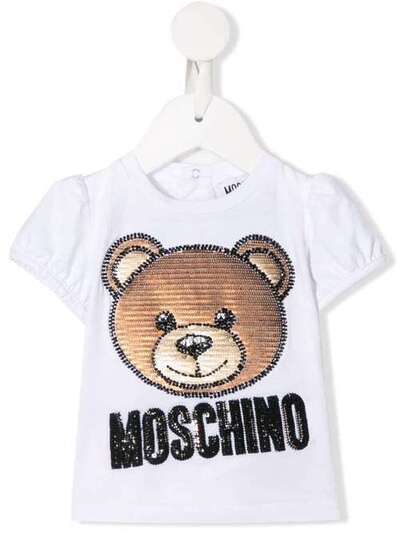 Moschino Kids футболка с вышивкой и логотипом MBM02BLBA10