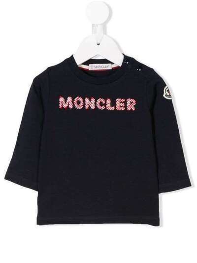 Moncler Kids футболка с вышитым логотипом 802285087275