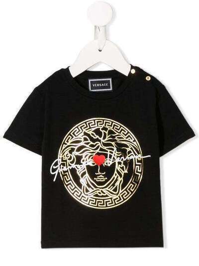 Young Versace футболка с логотипом и эффектом металлик YB000136YA00019