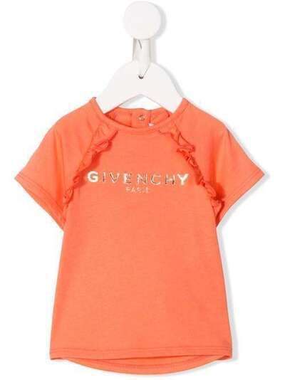 Givenchy Kids футболка с оборками и логотипом H05122430