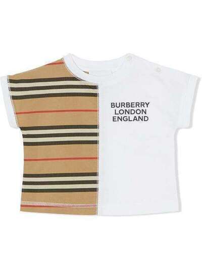 Burberry Kids футболка со вставками в полоску Icon Stripe 8030390