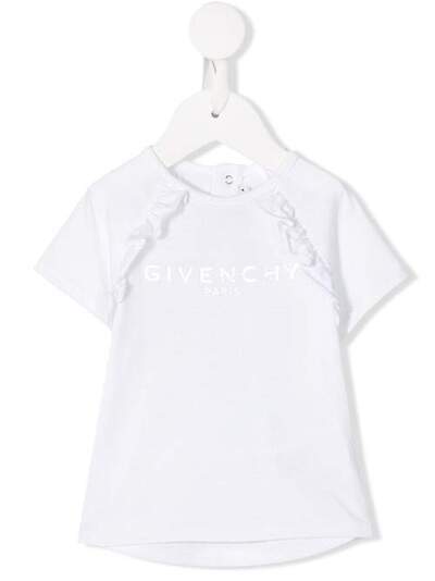 Givenchy Kids футболка с оборками и логотипом H0512210B