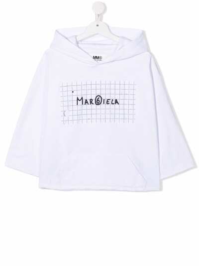 MM6 Maison Margiela Kids TEEN grid-logo hoodie