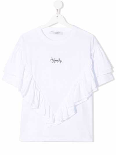 Philosophy Di Lorenzo Serafini Kids футболка с оборками и вышитым логотипом