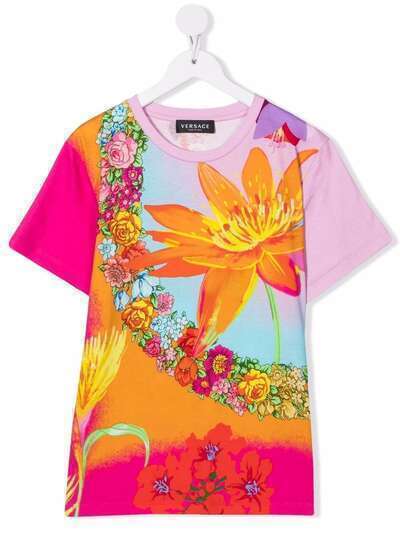 Versace Kids футболка с цветочным принтом