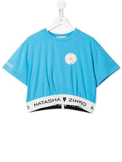 Natasha Zinko Kids укороченная футболка с цветочным принтом