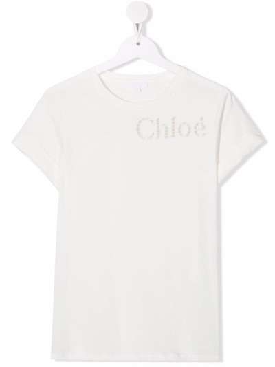 Chloé Kids футболка с логотипом Perforated