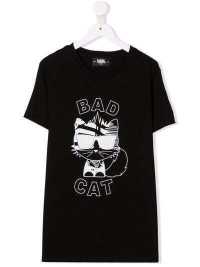 Karl Lagerfeld Kids футболка с принтом Bad Cat