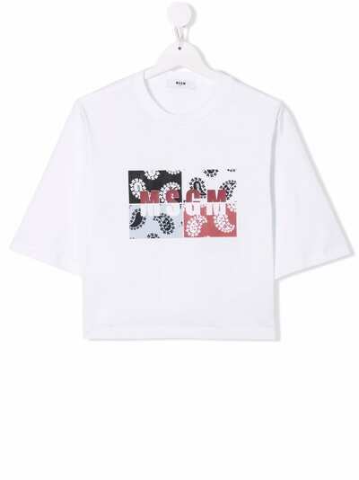 MSGM Kids укороченная футболка с логотипом