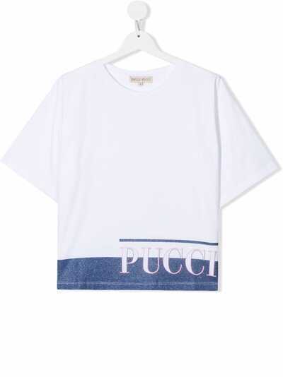 Emilio Pucci Junior футболка с логотипом и блестками