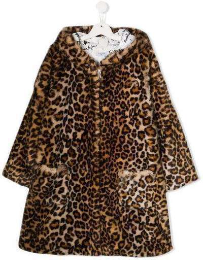 Monnalisa пальто с капюшоном и леопардовым принтом 1941064059
