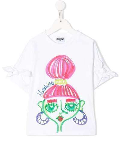 Moschino Kids TEEN bow sleeve T-shirt HDM03ELBA00