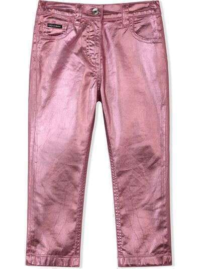 Dolce & Gabbana Kids прямые брюки с эффектом металлик