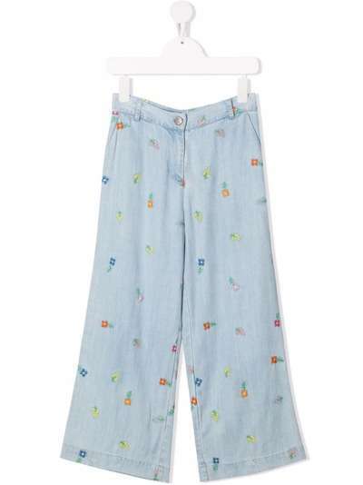 Stella McCartney Kids джинсовые брюки с цветочной вышивкой
