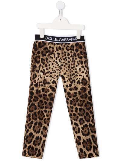 Dolce & Gabbana Kids брюки с леопардовым принтом и логотипом